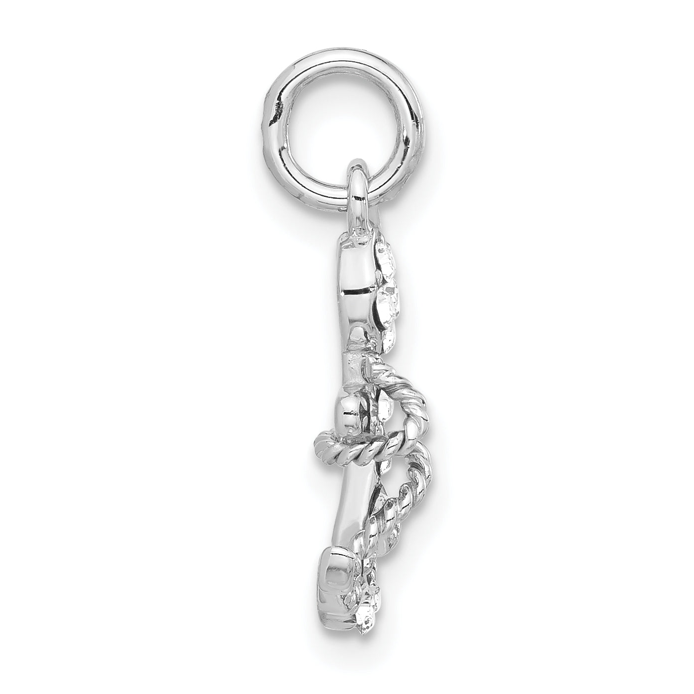 Sterling Silver 925 Mariner Cross Pendant with Polished Crystal Accent