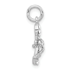 Sterling Silver 925 Mariner Cross Pendant with Polished Crystal Accent