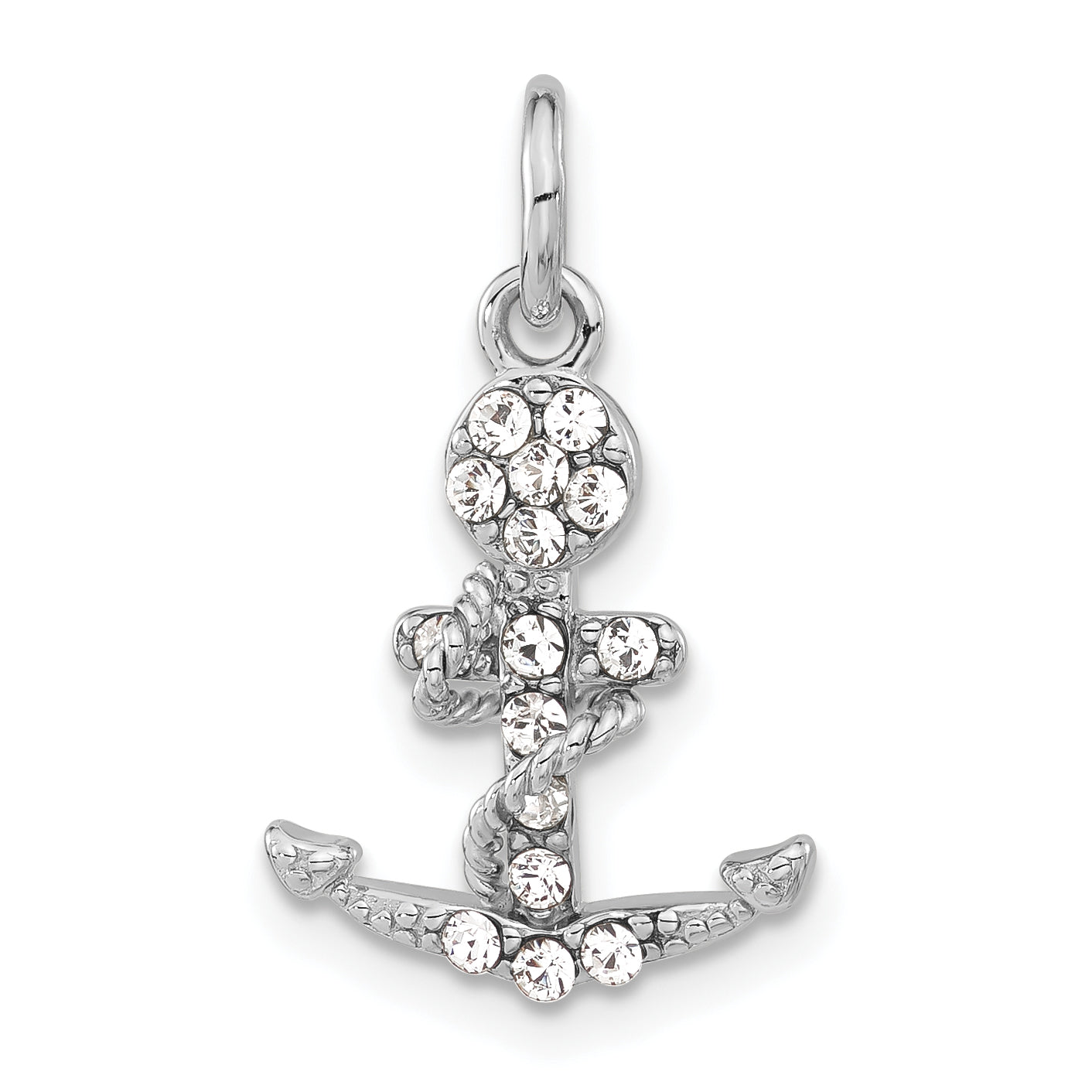 Sterling Silver Polished Crystal Mariner Cross Pendant Main image