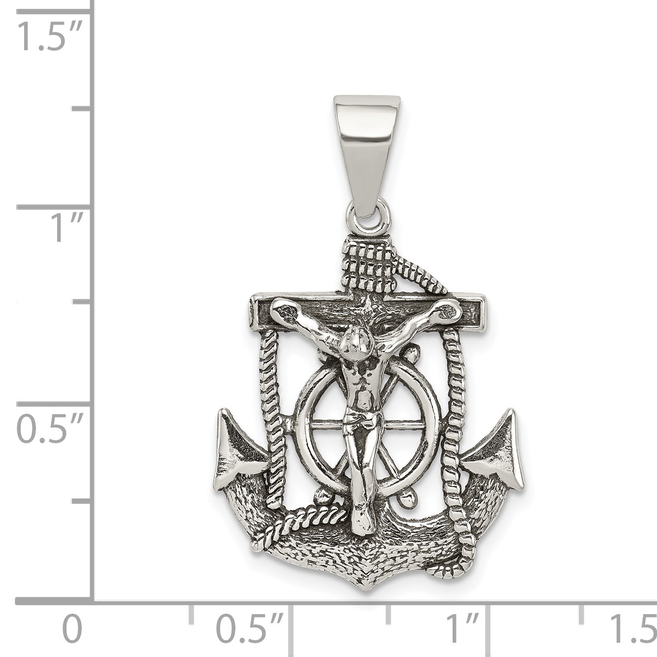 Sterling Silver Antiqued Mini Mariner INRI Crucifix Pendant