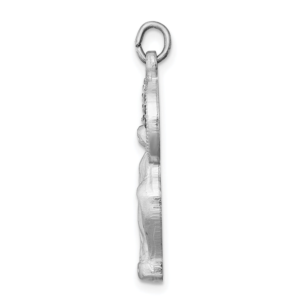 Sterling Silver 925 Miraculous Medal Pendant with CZ Rhodium Finish