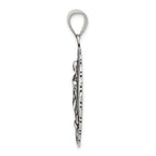 Sterling Silver 925 Antiqued Religious Circle Pendant Ruffled Elegance