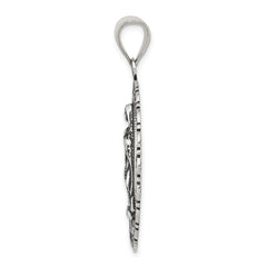 Sterling Silver 925 Antiqued Religious Circle Pendant Ruffled Elegance