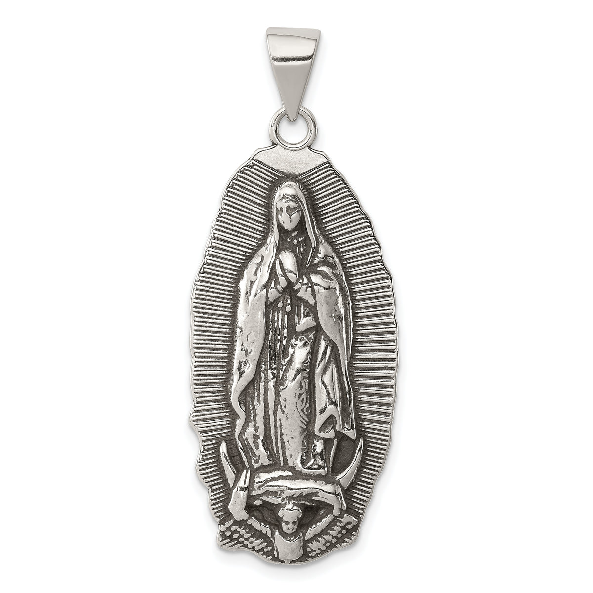 Sterling Silver Antiqued Religious Pendant
