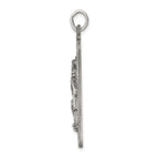 Sterling Silver 925 St. Christopher Medal with Antiqued Brushed Finish