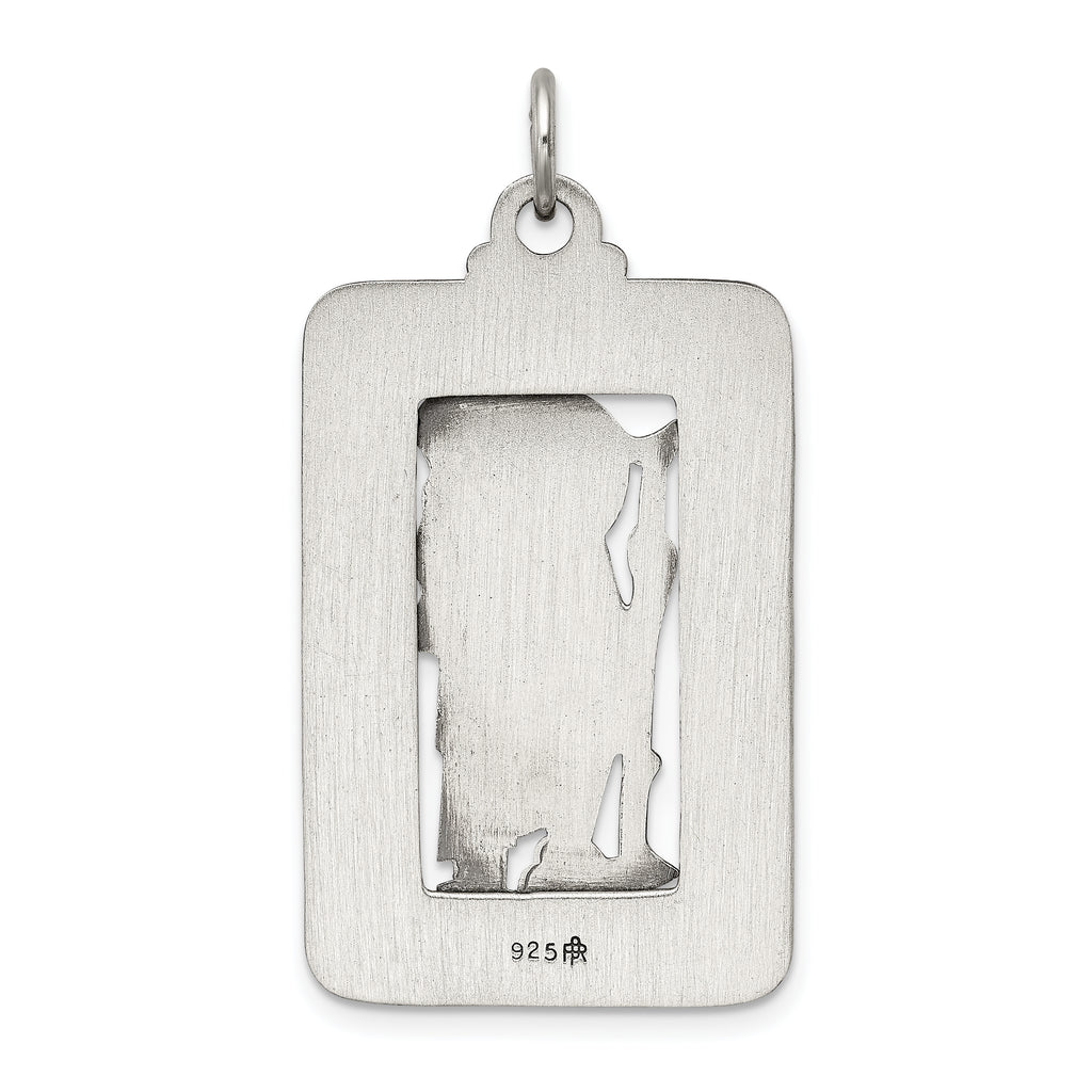 Sterling Silver 925 St. Christopher Medal with Antiqued Brushed Finish