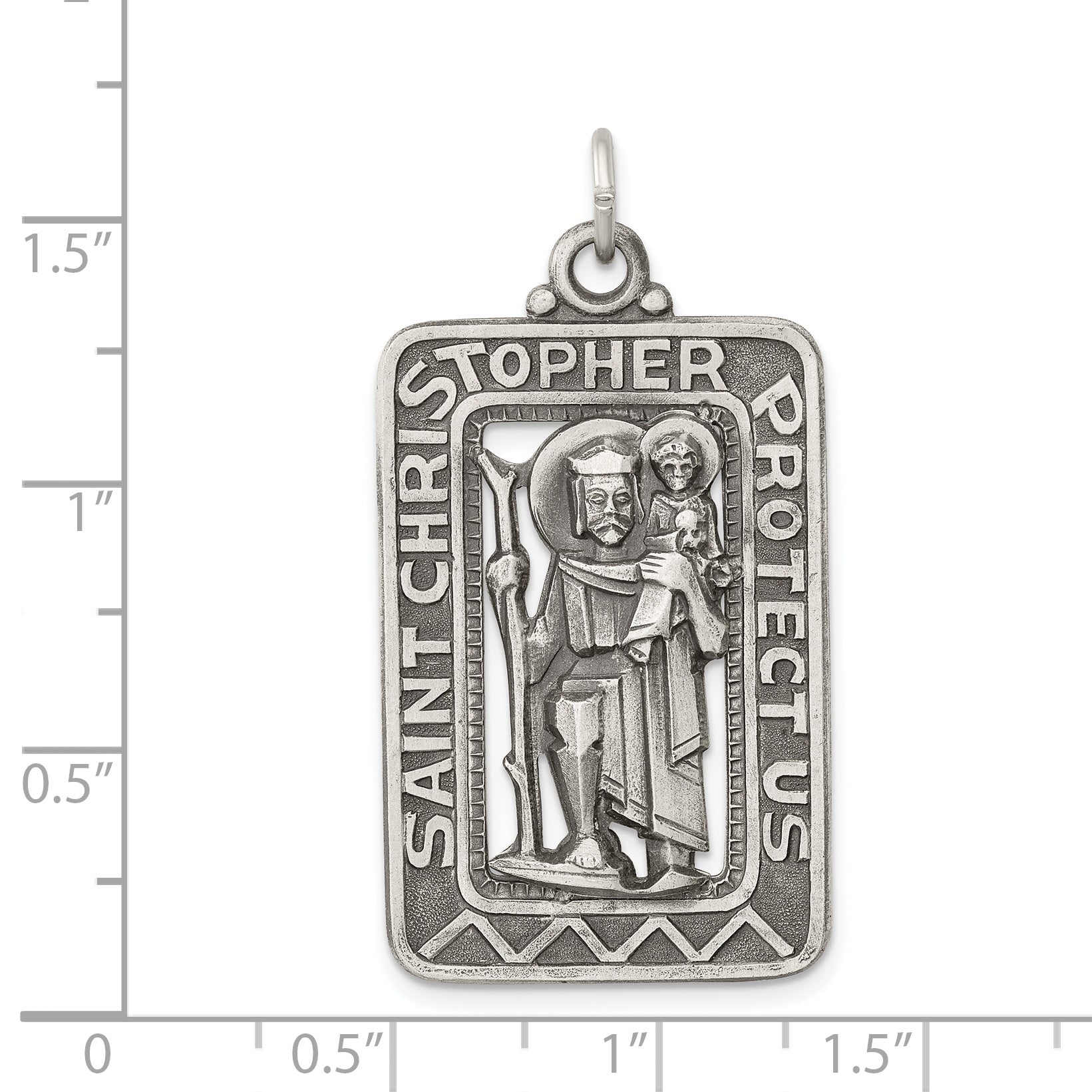 Sterling Silver Antiqued and Brushed St. Christopher Medal