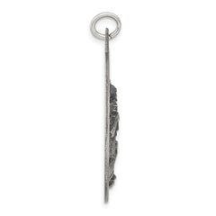 Sterling Silver St. Christopher Pendant with Antiqued Satin Finish Unisex