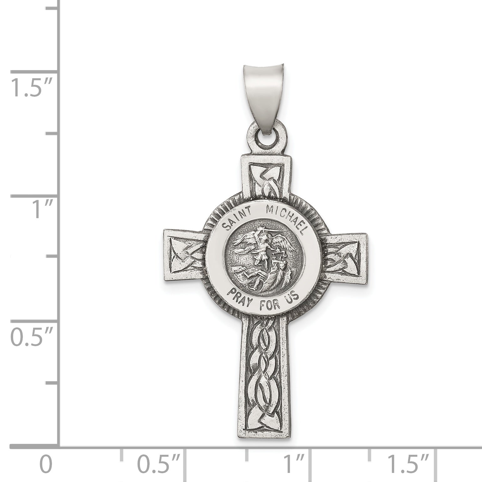 Sterling Silver Antiqued, Textured and Polished St. Michael Pendant