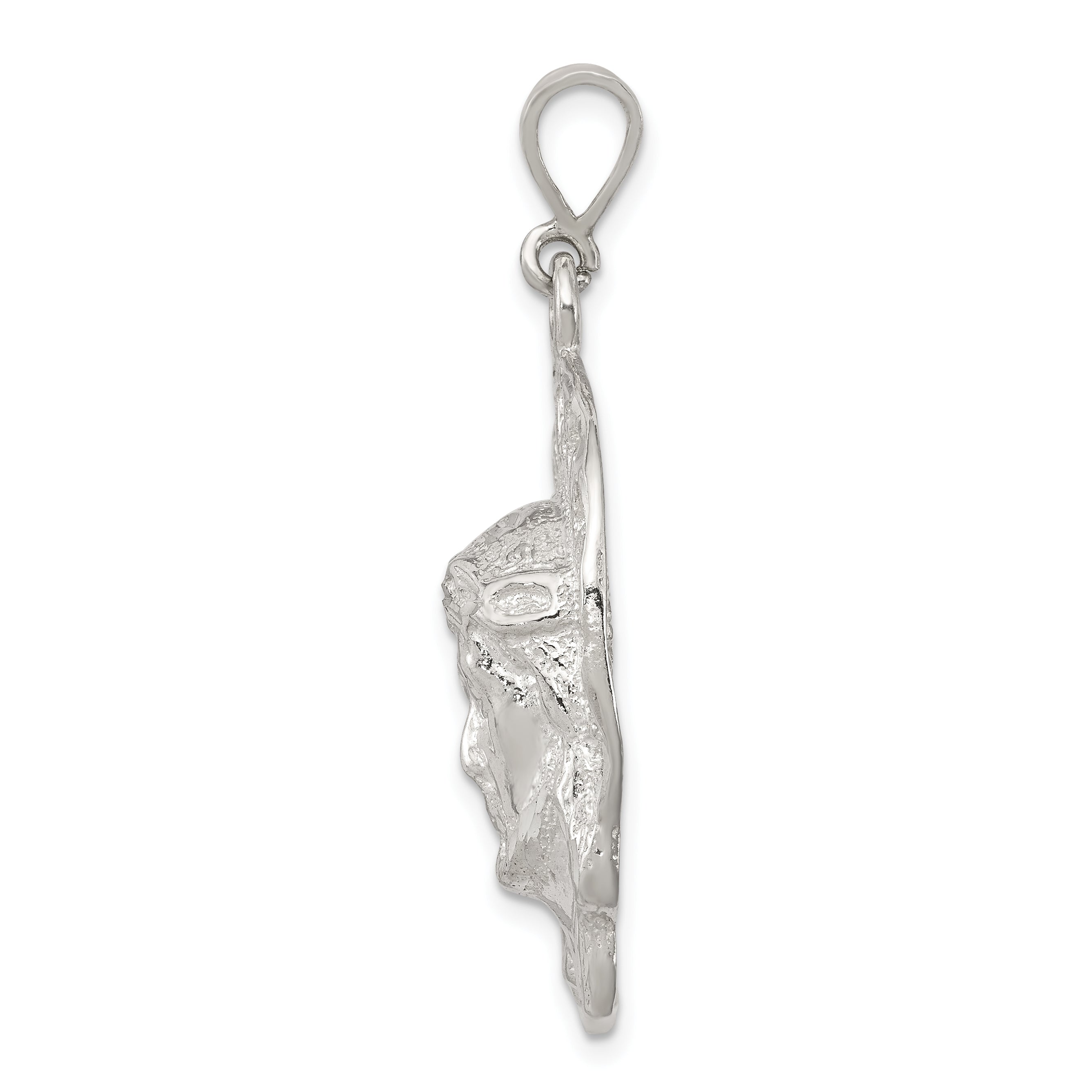 Sterling Silver 925 Jesus Head Pendant with Polished Textured Finish Secondary image