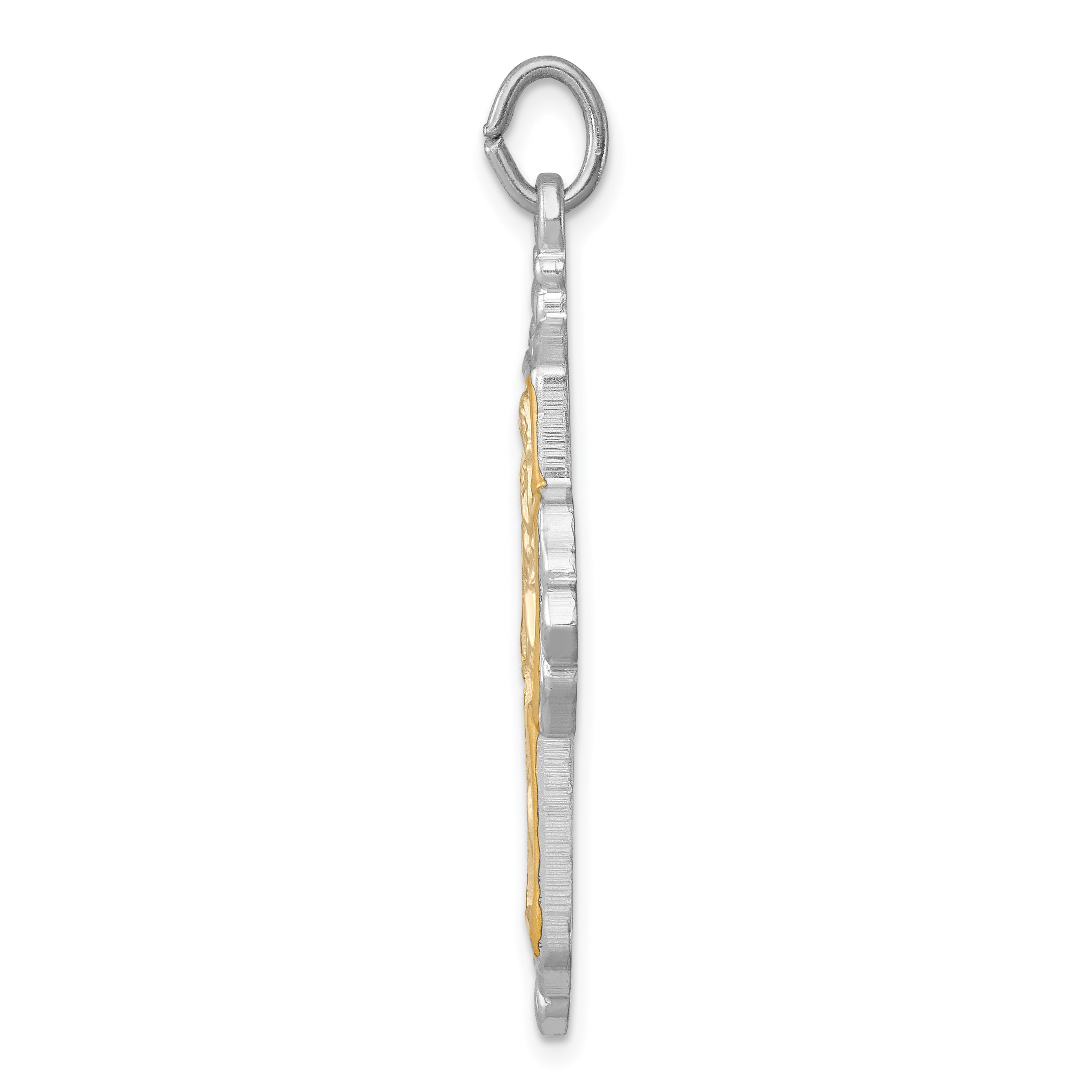 Sterling Silver 925 Two-Tone 4-Way Medal Cross Pendant with Polished Finish Secondary image