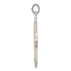 Sterling Silver 925 Two-Tone 4-Way Medal Cross Pendant with Polished Finish