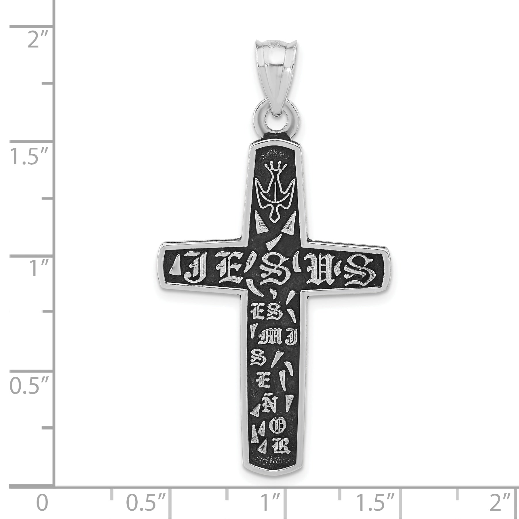 Sterling Silver 925 Unisex Jesus Cross Pendant with Polished Antiqued Finish