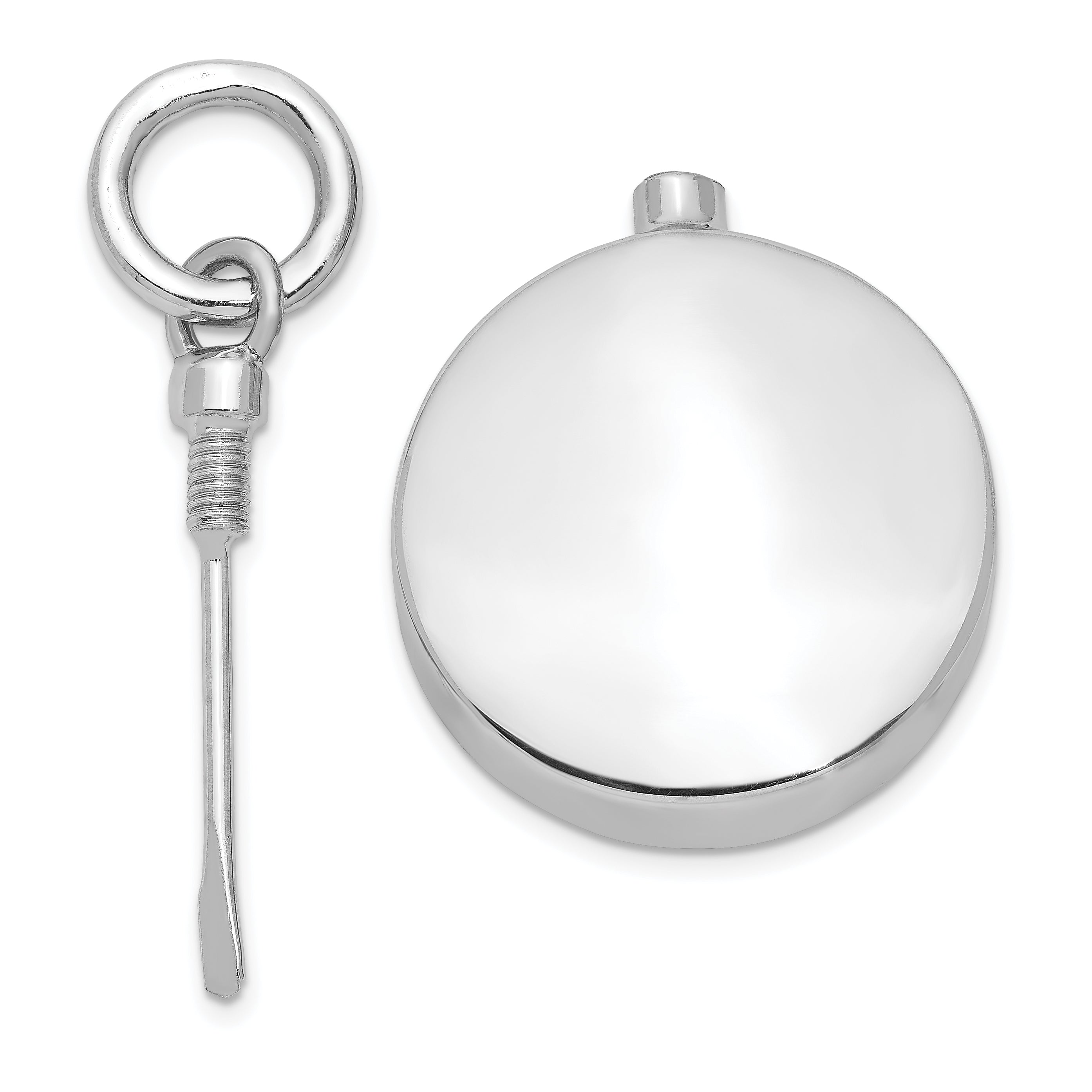 Sterling Silver 925 Ash Holder Pendant with Polished Rhodium Plating