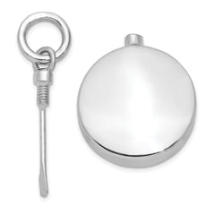 Sterling Silver 925 Ash Holder Pendant with Polished Rhodium Plating