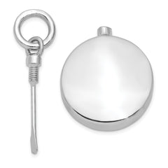 Sterling Silver Rhodium-plated Polished Round Ash Holder Pendant