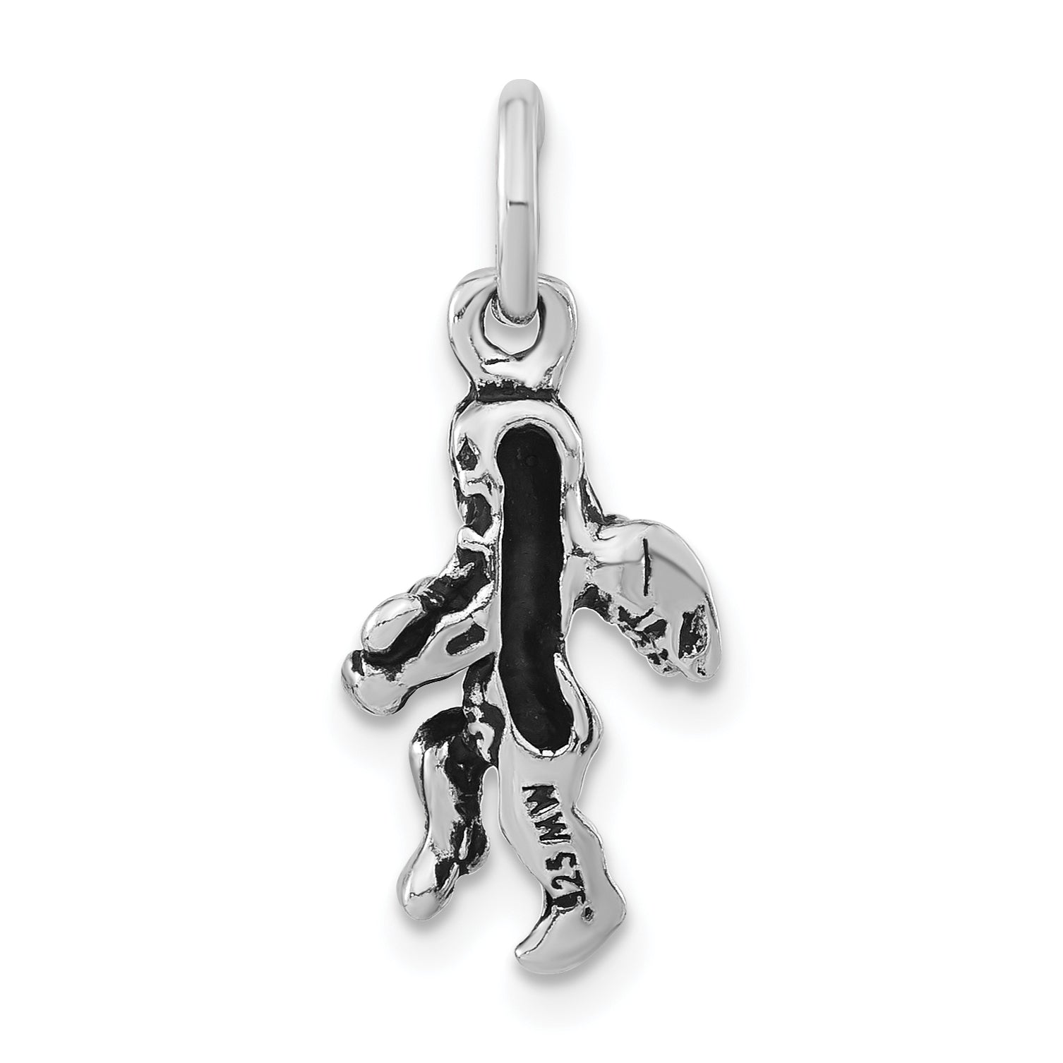 Sterling Silver 925 Angel Harp Pendant with Antiqued Finish