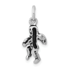 Sterling Silver 925 Angel Harp Pendant with Antiqued Finish