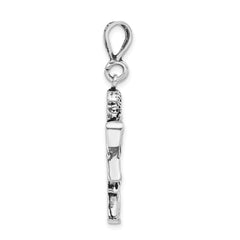 Sterling Silver 925 Gabriel Trumpet Pendant Unisex Antiqued Finish
