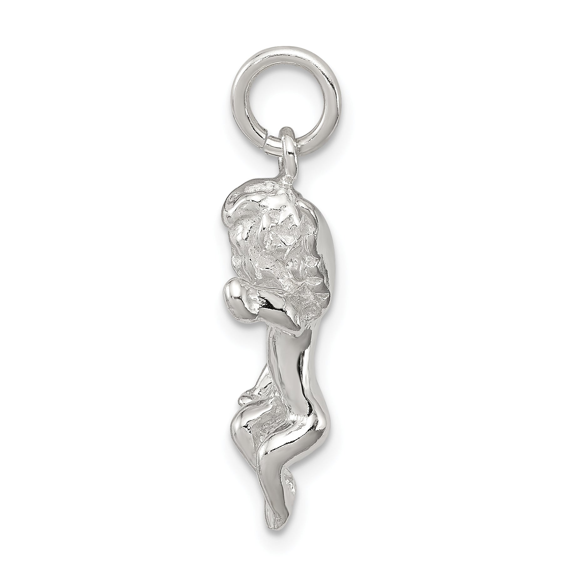 Sterling Silver 925 Angel Pendant with Polished 3D Design Secondary image