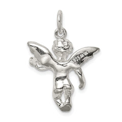 Sterling Silver 925 Angel Pendant with Polished 3D Design