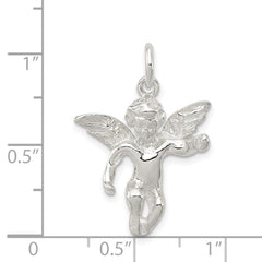 Sterling Silver 925 Angel Pendant with Polished 3D Design