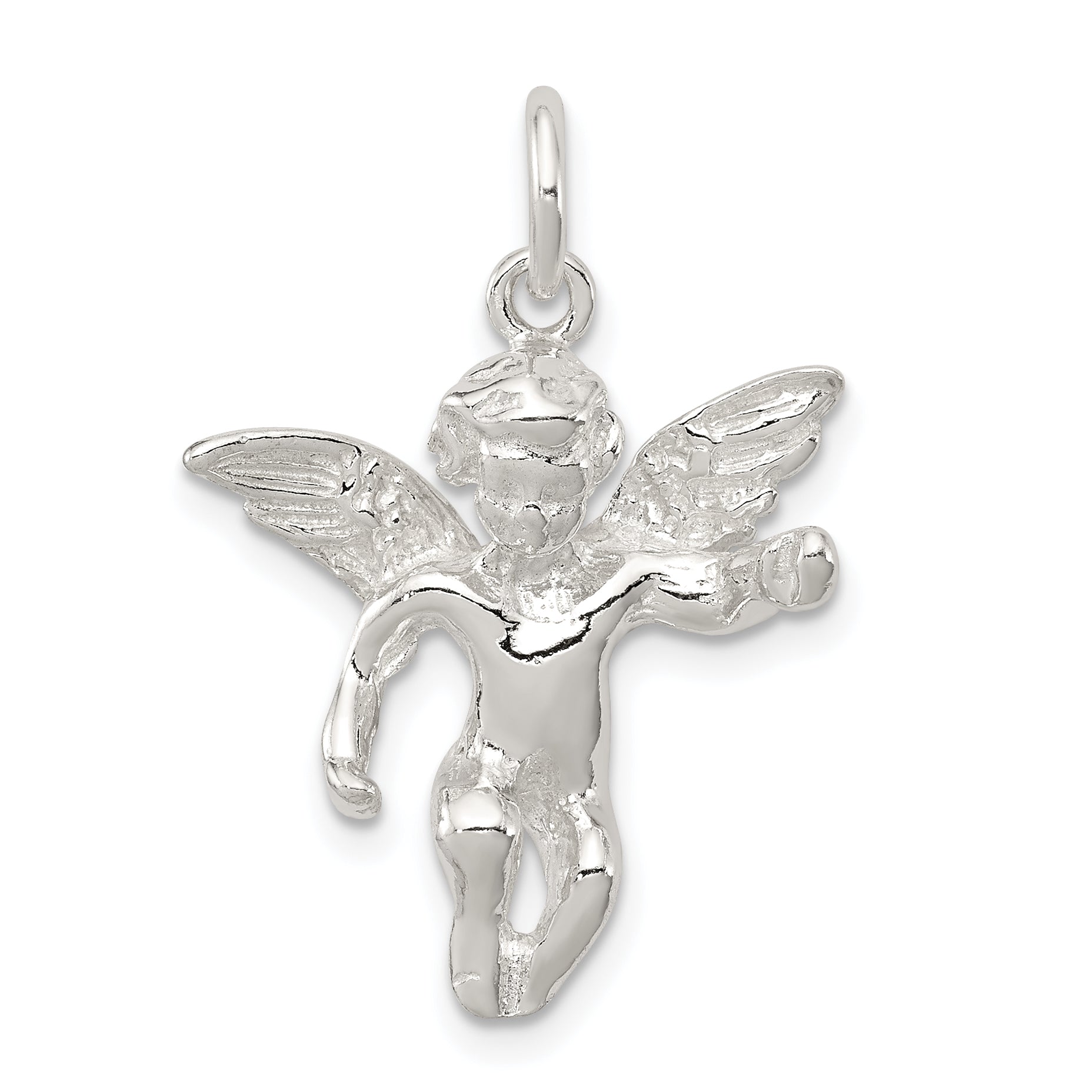 Sterling Silver Polished Full Angel Figure 3-D Pendant Main image