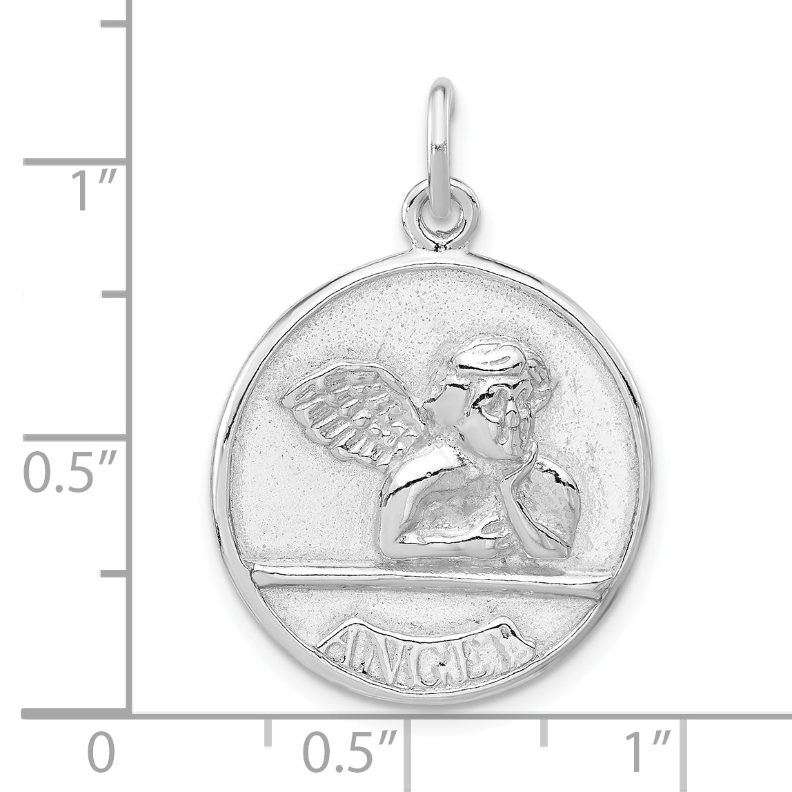 Unisex Sterling Silver Raphael Angel Pendant with Polished Finish