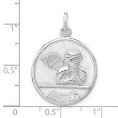 Unisex Sterling Silver Raphael Angel Pendant with Polished Finish