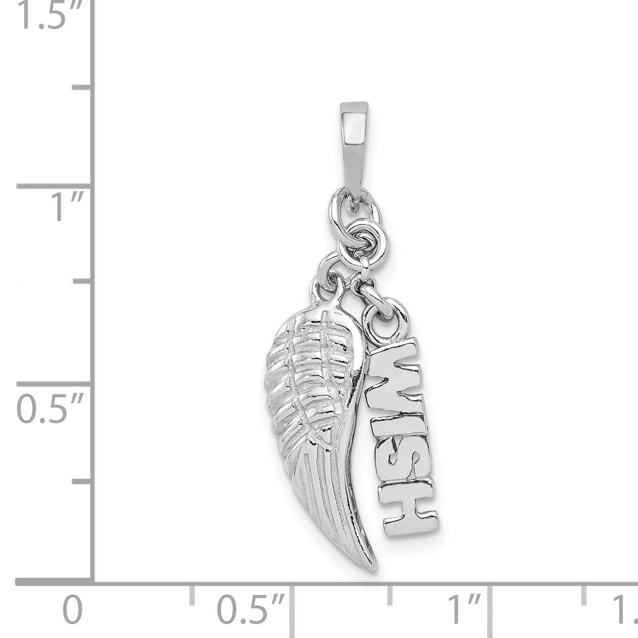 Sterling Silver Rhodium-Plated Angel Wing Pendant Polished Finish