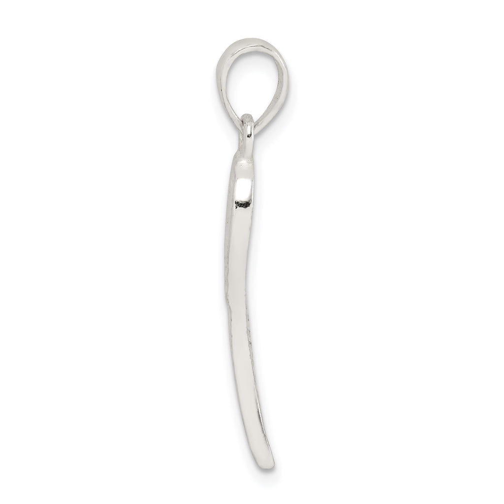 Sterling Silver 925 Men's Angel Wing Pendant with Polished Texture