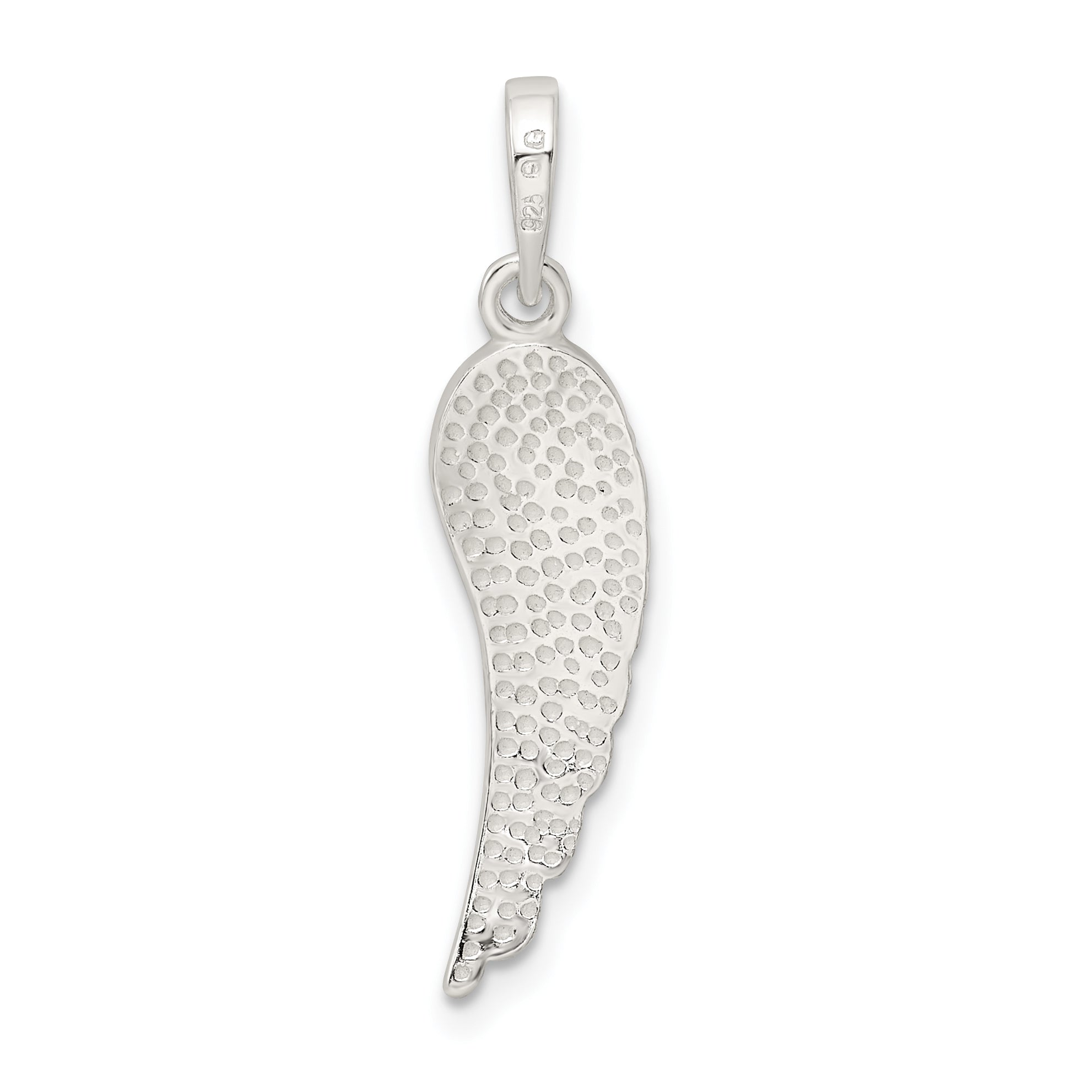 Sterling Silver 925 Men's Angel Wing Pendant with Polished Texture