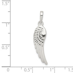 Sterling Silver 925 Men's Angel Wing Pendant with Polished Texture