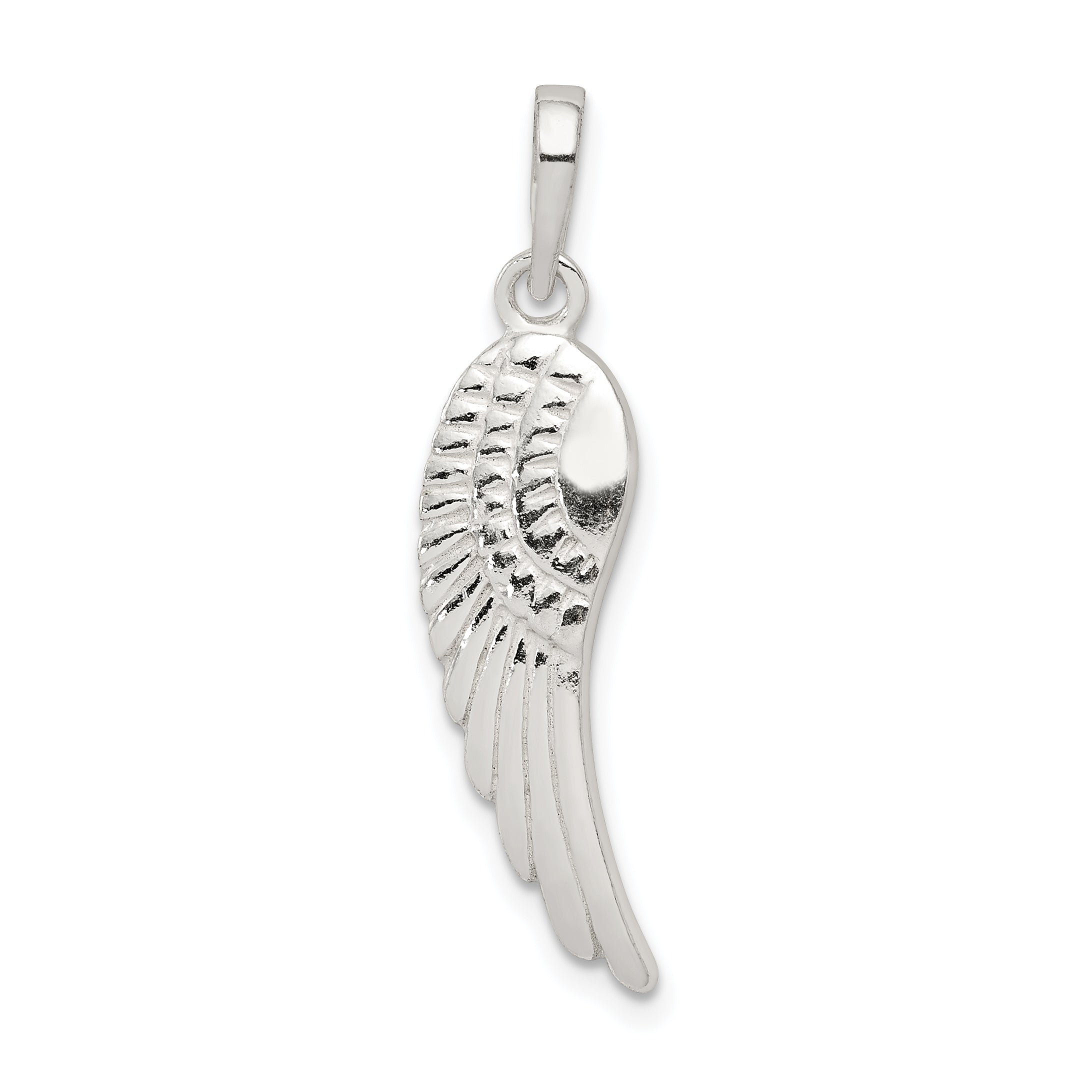 Sterling Silver Polished and Textured Angel Wing Pendant Main image