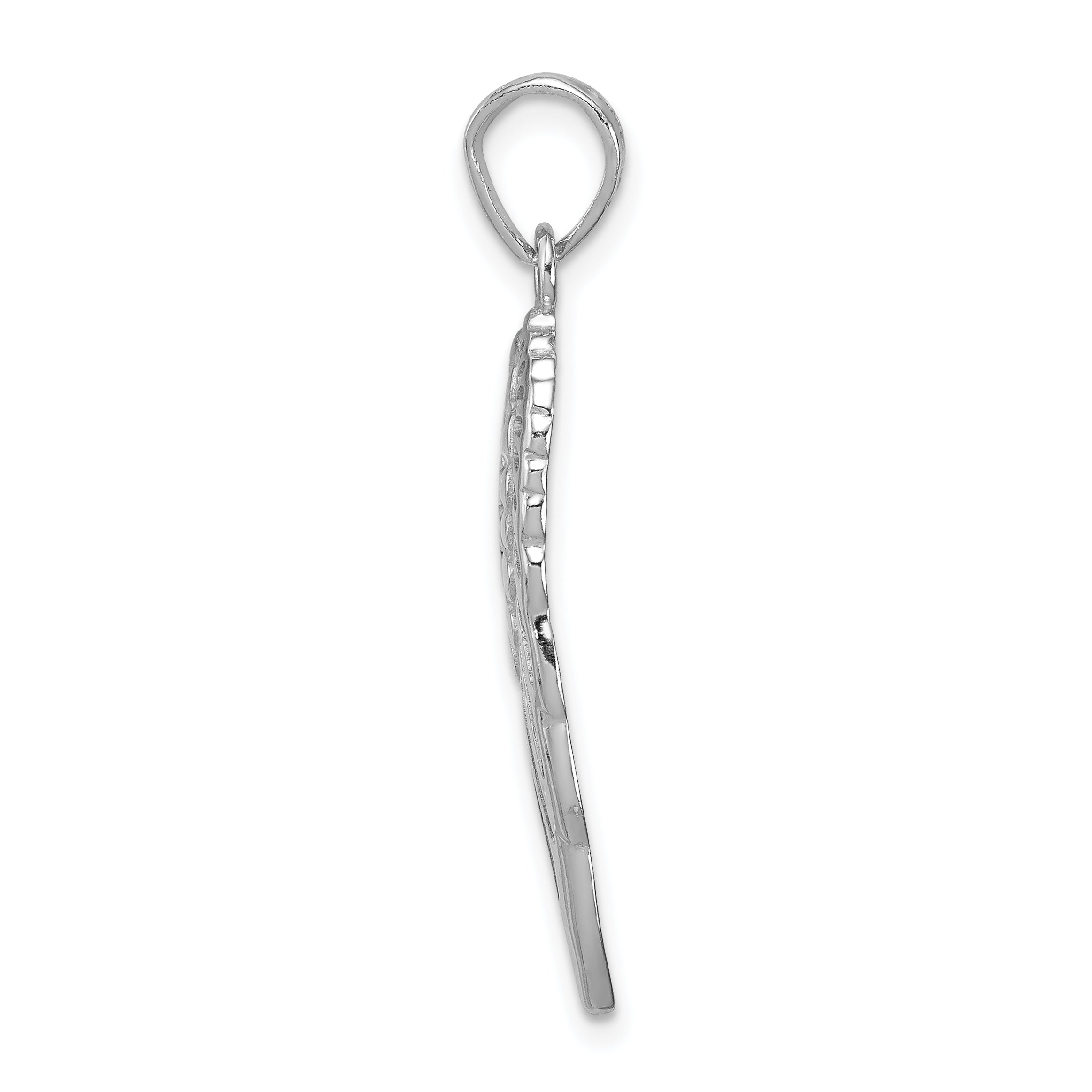 Sterling Silver 925 Angel Wing Pendant with Rhodium Polished Finish
