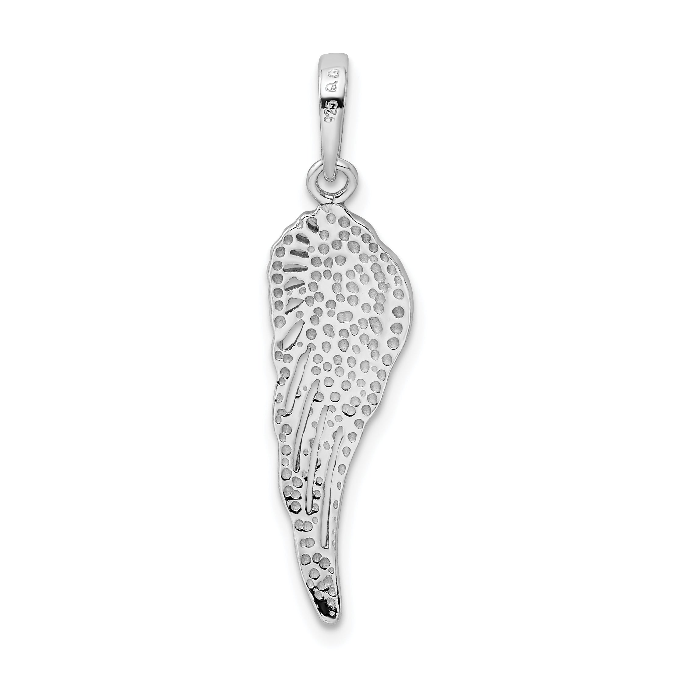 Sterling Silver 925 Angel Wing Pendant with Rhodium Polished Finish