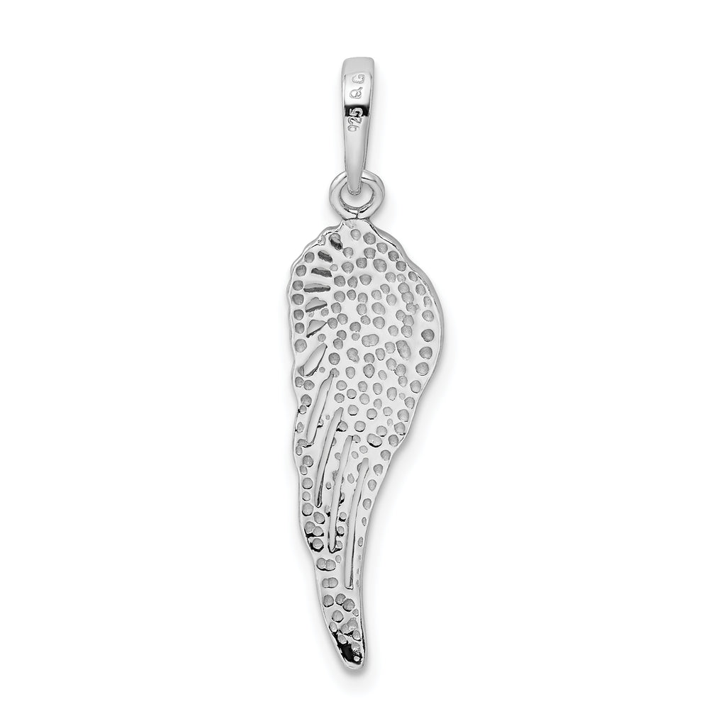 Sterling Silver 925 Angel Wing Pendant with Rhodium Polished Finish