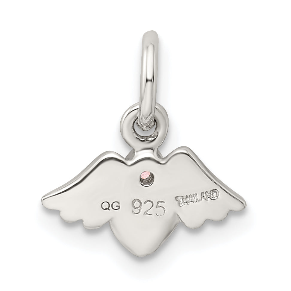 Sophia Jewelers 925 Sterling Silver CZ Heart Pendant with Angel Wings