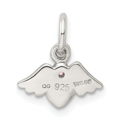 Sophia Jewelers 925 Sterling Silver CZ Heart Pendant with Angel Wings