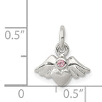 Sophia Jewelers 925 Sterling Silver CZ Heart Pendant with Angel Wings