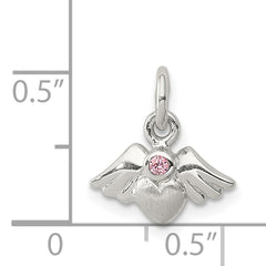 Sophia Jewelers 925 Sterling Silver CZ Heart Pendant with Angel Wings