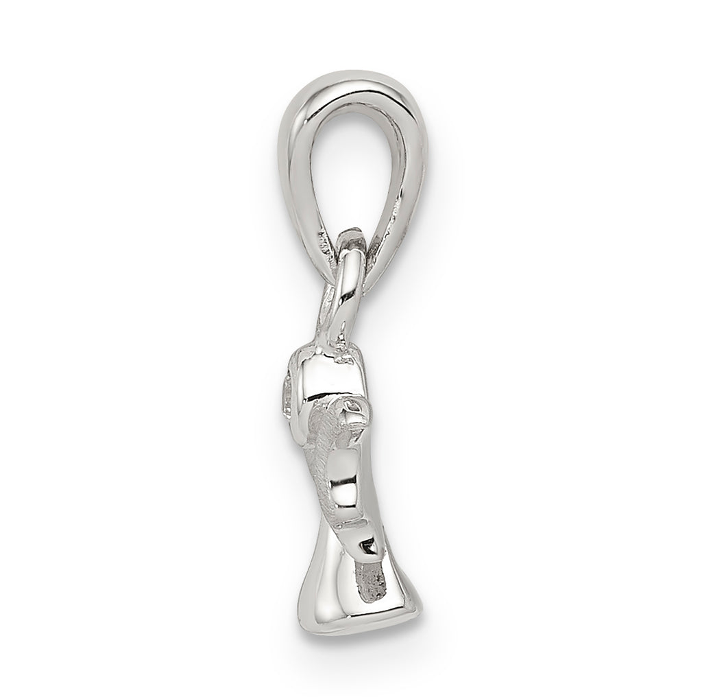 Sterling Silver CZ Angel Pendant with Polished Satin Finish
