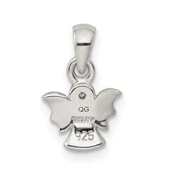 Sterling Silver CZ Angel Pendant with Polished Satin Finish