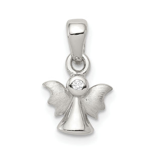 Cubic Zirconia Angel Pendant in Sterling Silver, 15mm - Sophia Jewelers