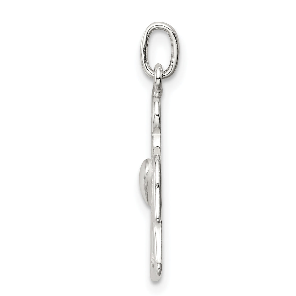 Sterling Silver 925 Angel Heart Charm Pendant Polished Finish Elegant Gift
