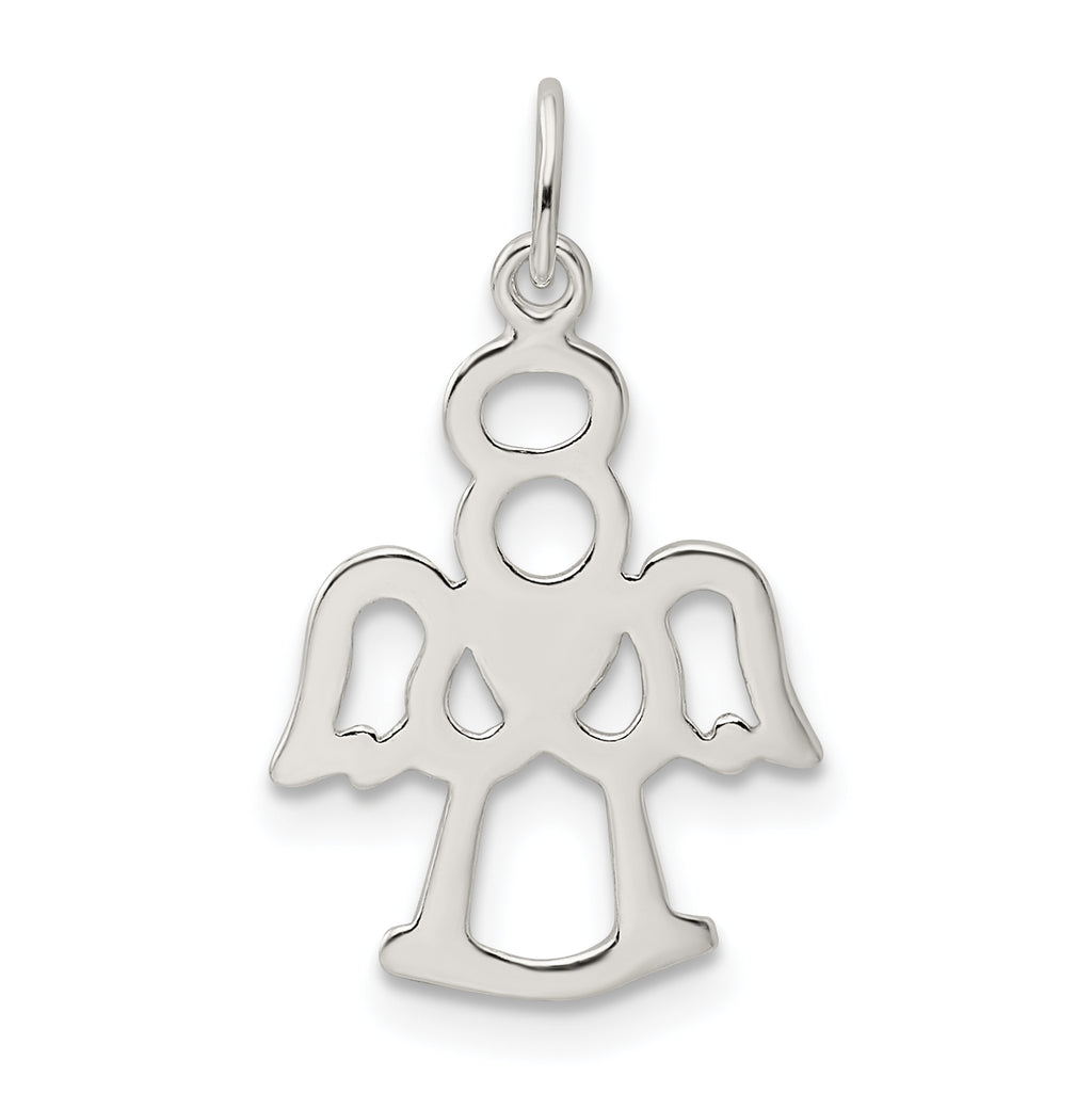 Sterling Silver 925 Angel Heart Charm Pendant Polished Finish Elegant Gift