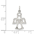 Sterling Silver 925 Angel Heart Charm Pendant Polished Finish Elegant Gift