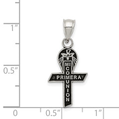 Sterling Silver 925 Mi Primera Communion Antiqued Ribbon Pendant