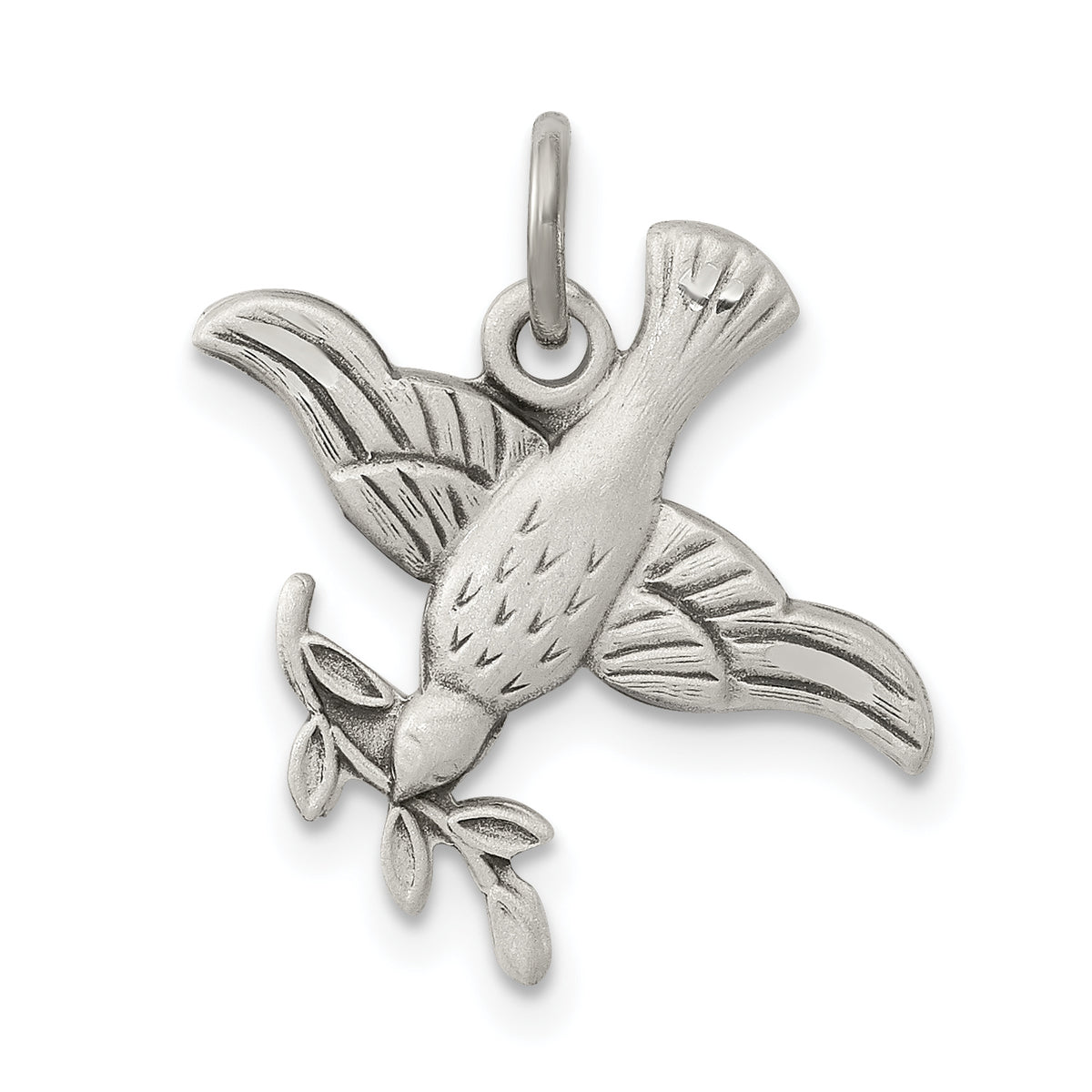 Sterling Silver Antiqued Dove Medal Pendant