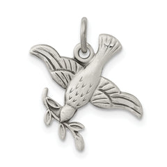 Sterling Silver Antiqued Dove Medal Pendant